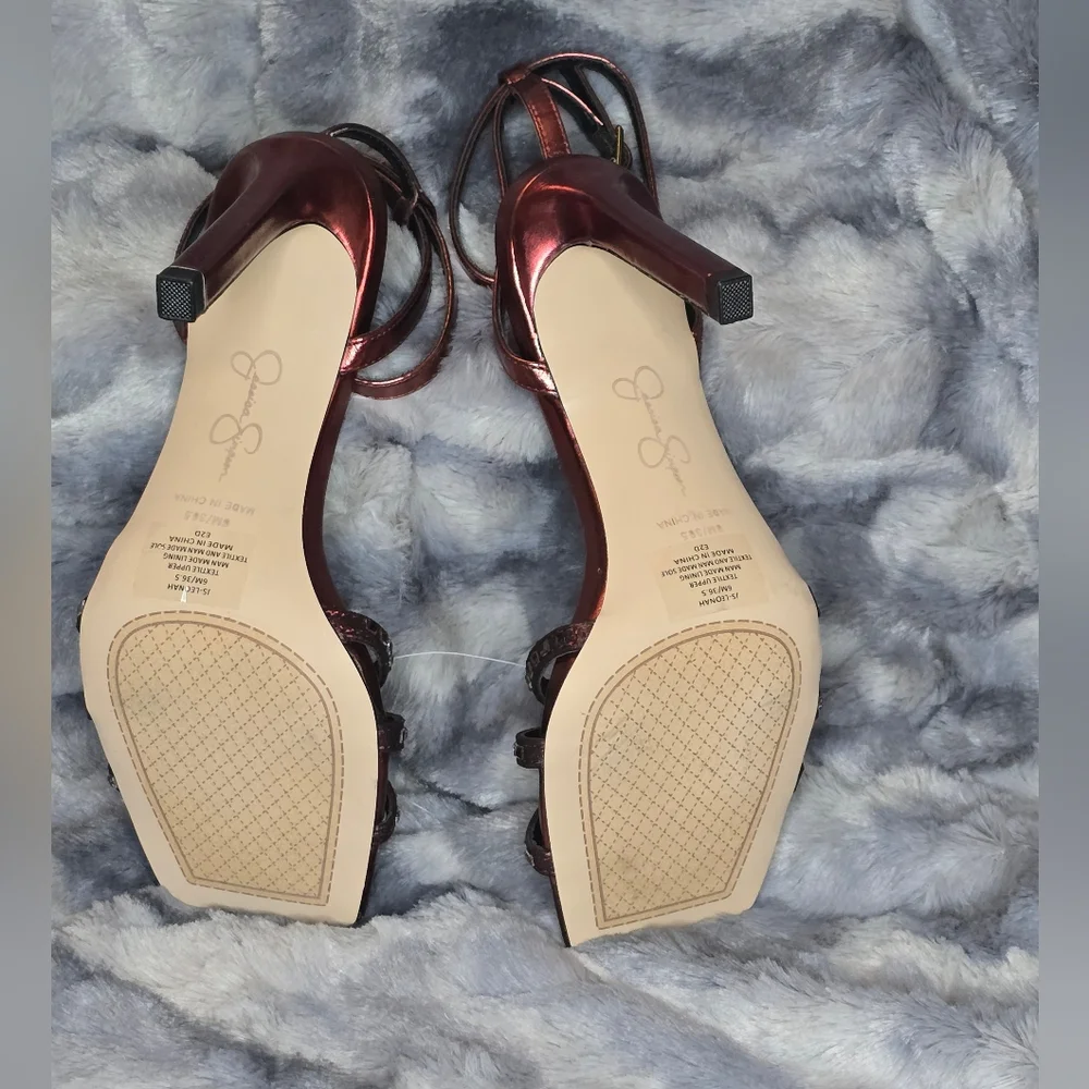 NWOT Jessica Simpson Womens Leonah Slip On Stiletto Ankle Strap Oxblood‎ Size 6